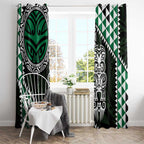Green Aotearoa Niho Taniwha Window Curtain Maori Mythology Tooth - Taniko Motifs