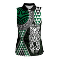 Green Aotearoa Niho Taniwha Women Sleeveless Polo Shirt Maori Mythology Tooth - Taniko Motifs
