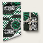 Green Aotearoa Niho Taniwha Wrapping Paper Maori Mythology Tooth - Taniko Motifs - Aussie Hoodie