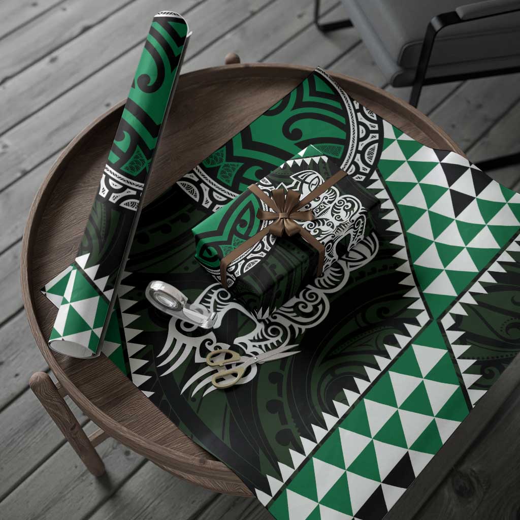 Green Aotearoa Niho Taniwha Wrapping Paper Maori Mythology Tooth - Taniko Motifs - Aussie Hoodie