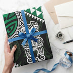 Green Aotearoa Niho Taniwha Wrapping Paper Maori Mythology Tooth - Taniko Motifs - Aussie Hoodie