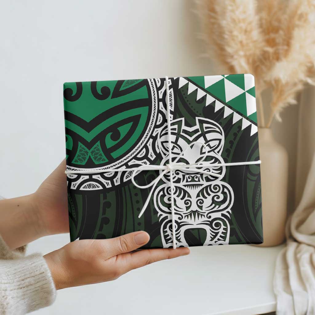 Green Aotearoa Niho Taniwha Wrapping Paper Maori Mythology Tooth - Taniko Motifs - Aussie Hoodie