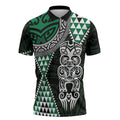 Green Aotearoa Niho Taniwha Zipper Polo Shirt Maori Mythology Tooth - Taniko Motifs - Aussie Hoodie