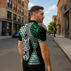 Green Aotearoa Niho Taniwha Zipper Polo Shirt Maori Mythology Tooth - Taniko Motifs - Aussie Hoodie