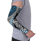Blue Aotearoa Niho Taniwha Arm Sleeves Maori Mythology Tooth - Taniko Motifs - Aussie Hoodie