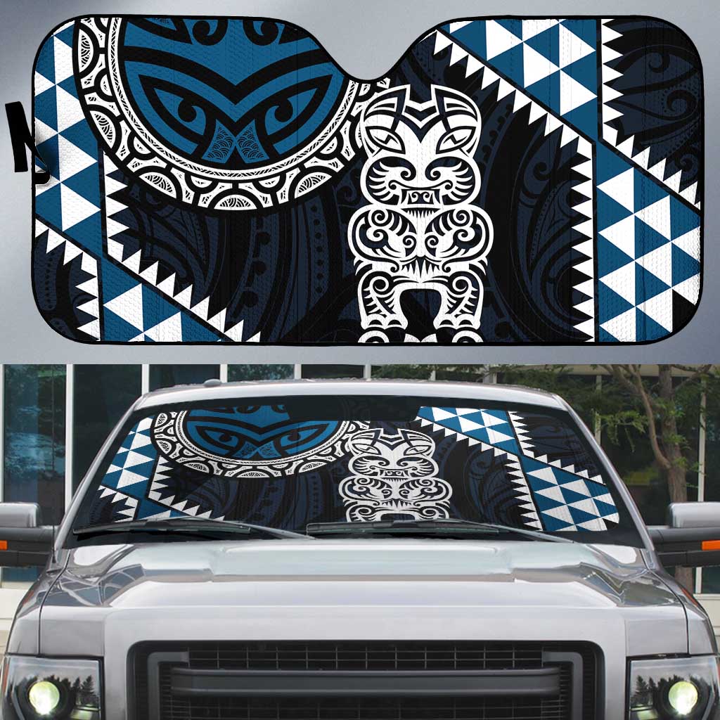 Blue Aotearoa Niho Taniwha Auto Sun Shade Maori Mythology Tooth - Taniko Motifs - Aussie Hoodie
