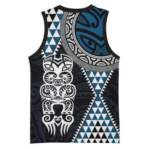 Blue Aotearoa Niho Taniwha Basketball Jersey Maori Mythology Tooth - Taniko Motifs - Aussie Hoodie