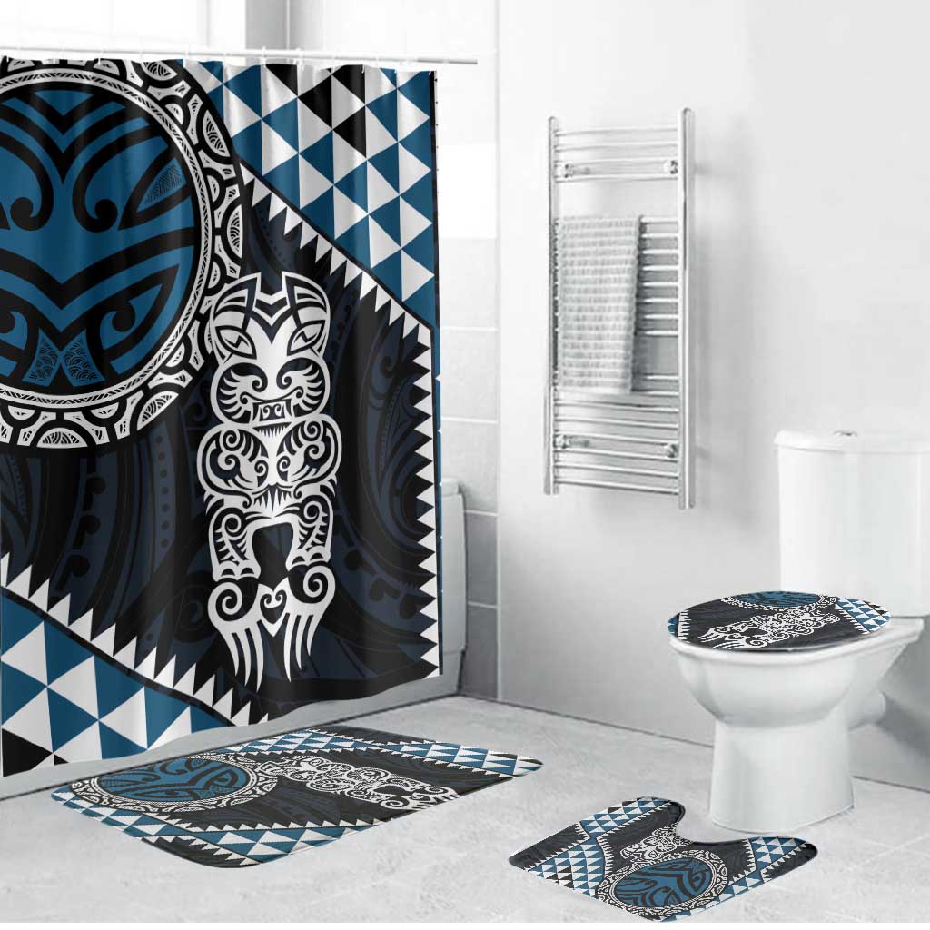 Blue Aotearoa Niho Taniwha Bathroom Set Maori Mythology Tooth - Taniko Motifs - Aussie Hoodie