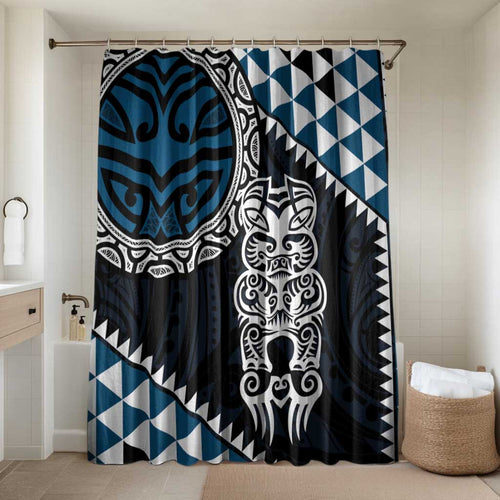 Blue Aotearoa Niho Taniwha Bathroom Set Maori Mythology Tooth - Taniko Motifs - Aussie Hoodie