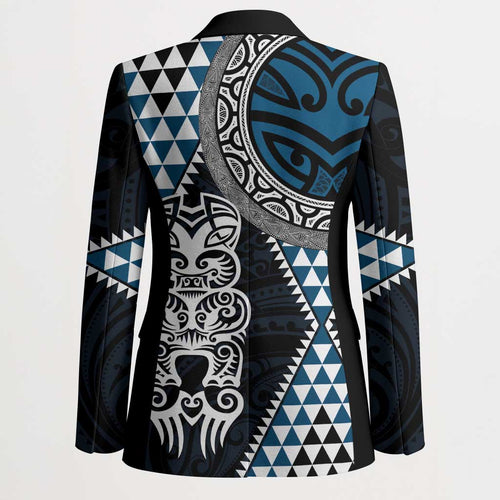 Blue Aotearoa Niho Taniwha Blazer Maori Mythology Tooth - Taniko Motifs - Aussie Hoodie