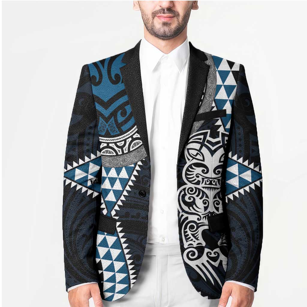 Blue Aotearoa Niho Taniwha Blazer Maori Mythology Tooth - Taniko Motifs - Aussie Hoodie