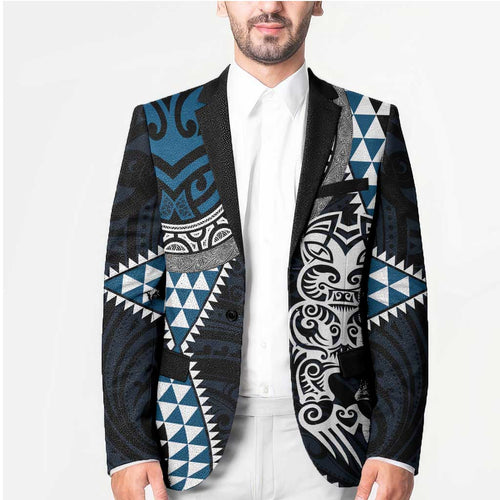 Blue Aotearoa Niho Taniwha Blazer Maori Mythology Tooth - Taniko Motifs - Aussie Hoodie