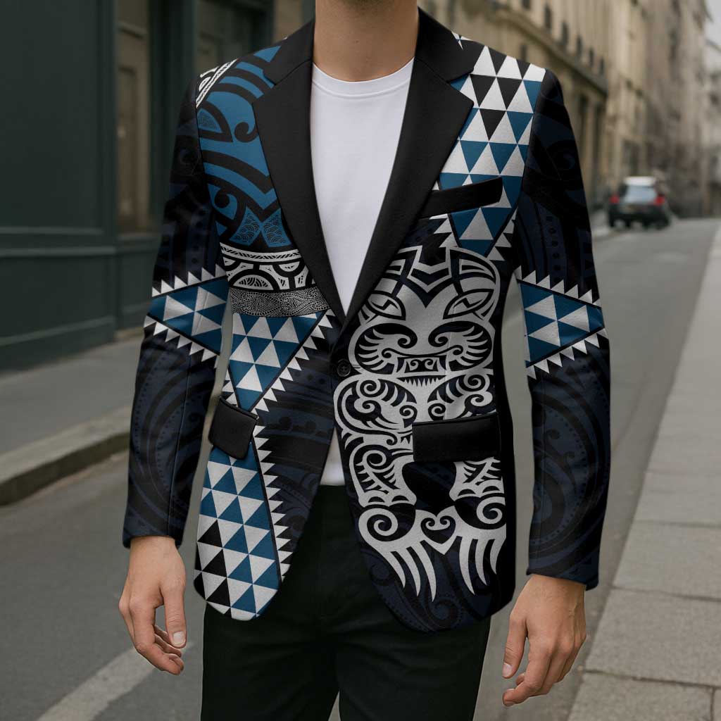 Blue Aotearoa Niho Taniwha Blazer Maori Mythology Tooth - Taniko Motifs - Aussie Hoodie