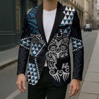Blue Aotearoa Niho Taniwha Blazer Maori Mythology Tooth - Taniko Motifs - Aussie Hoodie