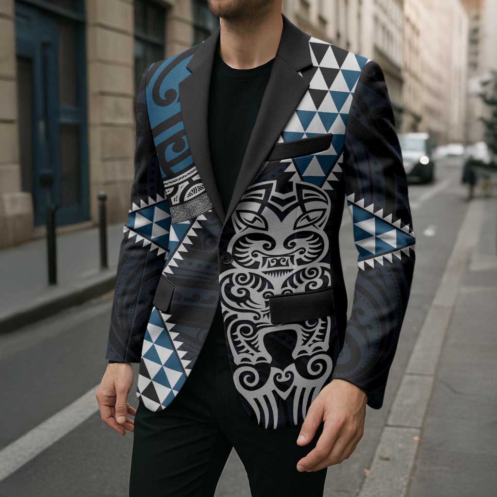 Blue Aotearoa Niho Taniwha Blazer Maori Mythology Tooth - Taniko Motifs - Aussie Hoodie