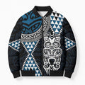 Blue Aotearoa Niho Taniwha Bomber Puffer Jacket Maori Mythology Tooth - Taniko Motifs - Aussie Hoodie