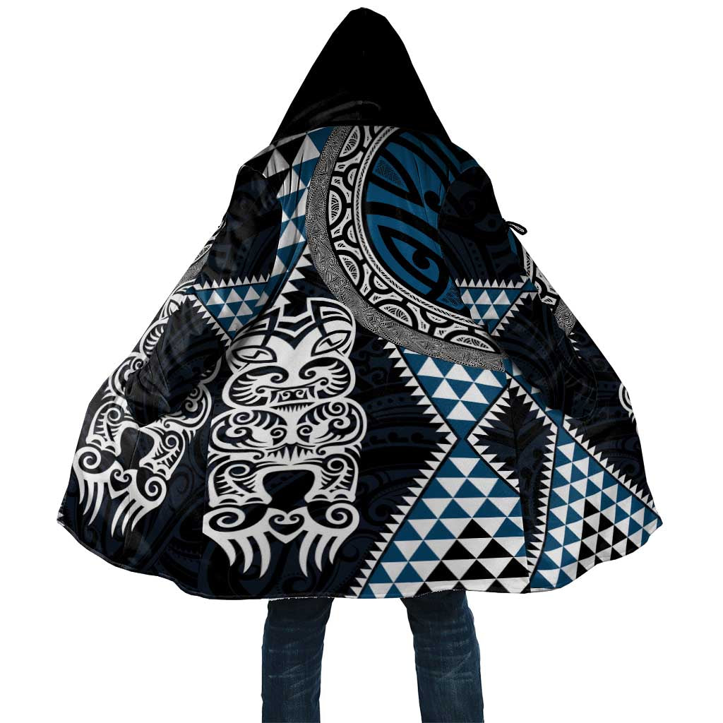 Blue Aotearoa Niho Taniwha Cloak Maori Mythology Tooth - Taniko Motifs - Aussie Hoodie