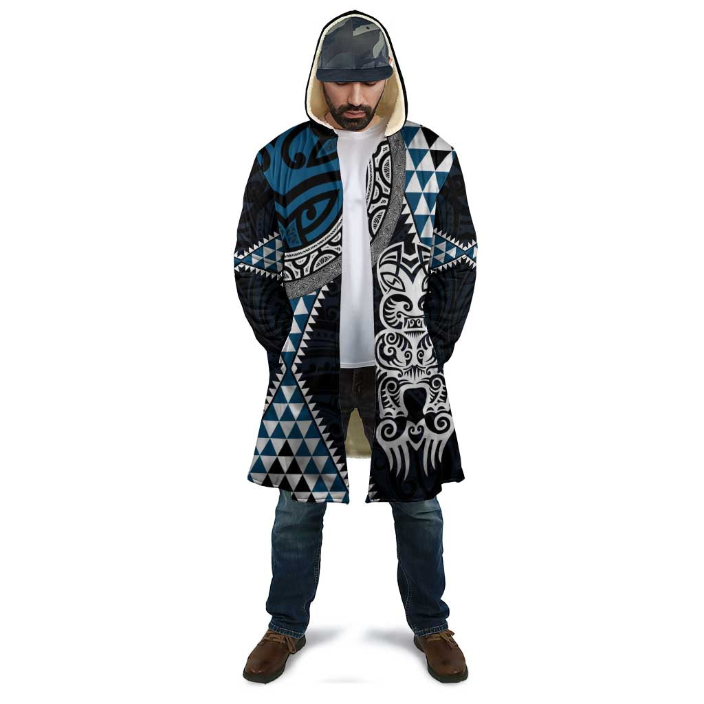 Blue Aotearoa Niho Taniwha Cloak Maori Mythology Tooth - Taniko Motifs - Aussie Hoodie
