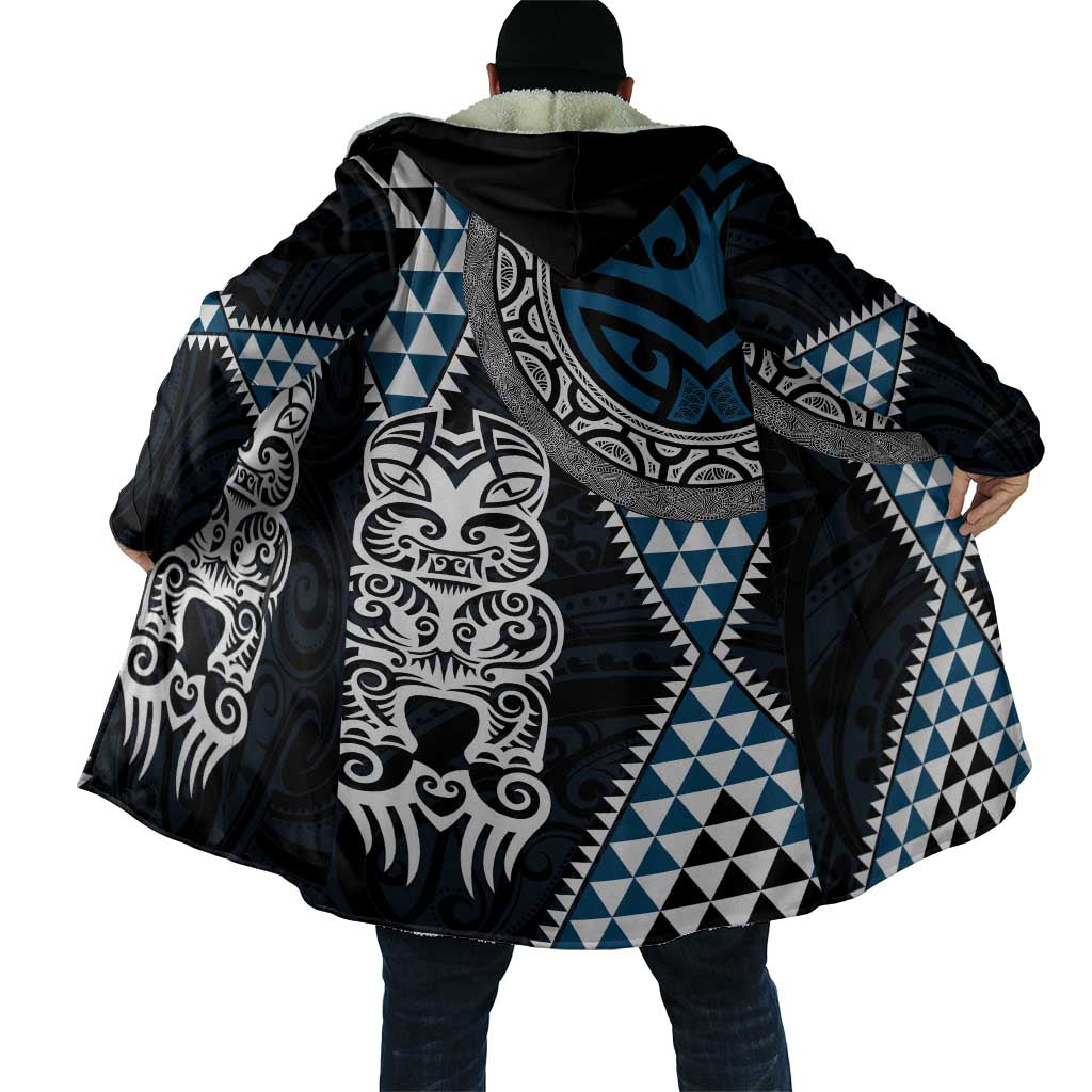 Blue Aotearoa Niho Taniwha Cloak Maori Mythology Tooth - Taniko Motifs - Aussie Hoodie