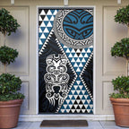Blue Aotearoa Niho Taniwha Door Cover Maori Mythology Tooth - Taniko Motifs - Aussie Hoodie