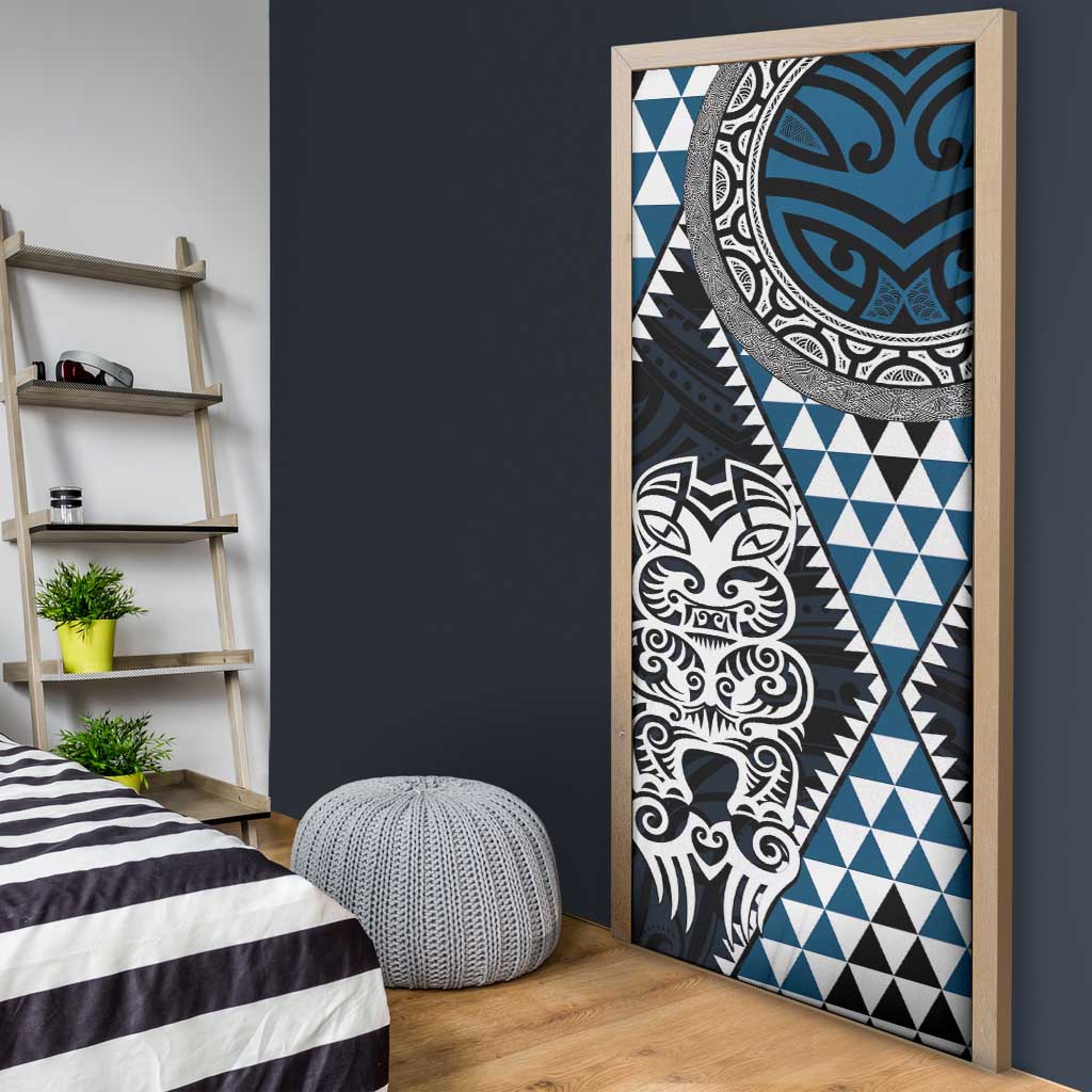 Blue Aotearoa Niho Taniwha Door Cover Maori Mythology Tooth - Taniko Motifs - Aussie Hoodie