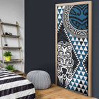 Blue Aotearoa Niho Taniwha Door Cover Maori Mythology Tooth - Taniko Motifs - Aussie Hoodie