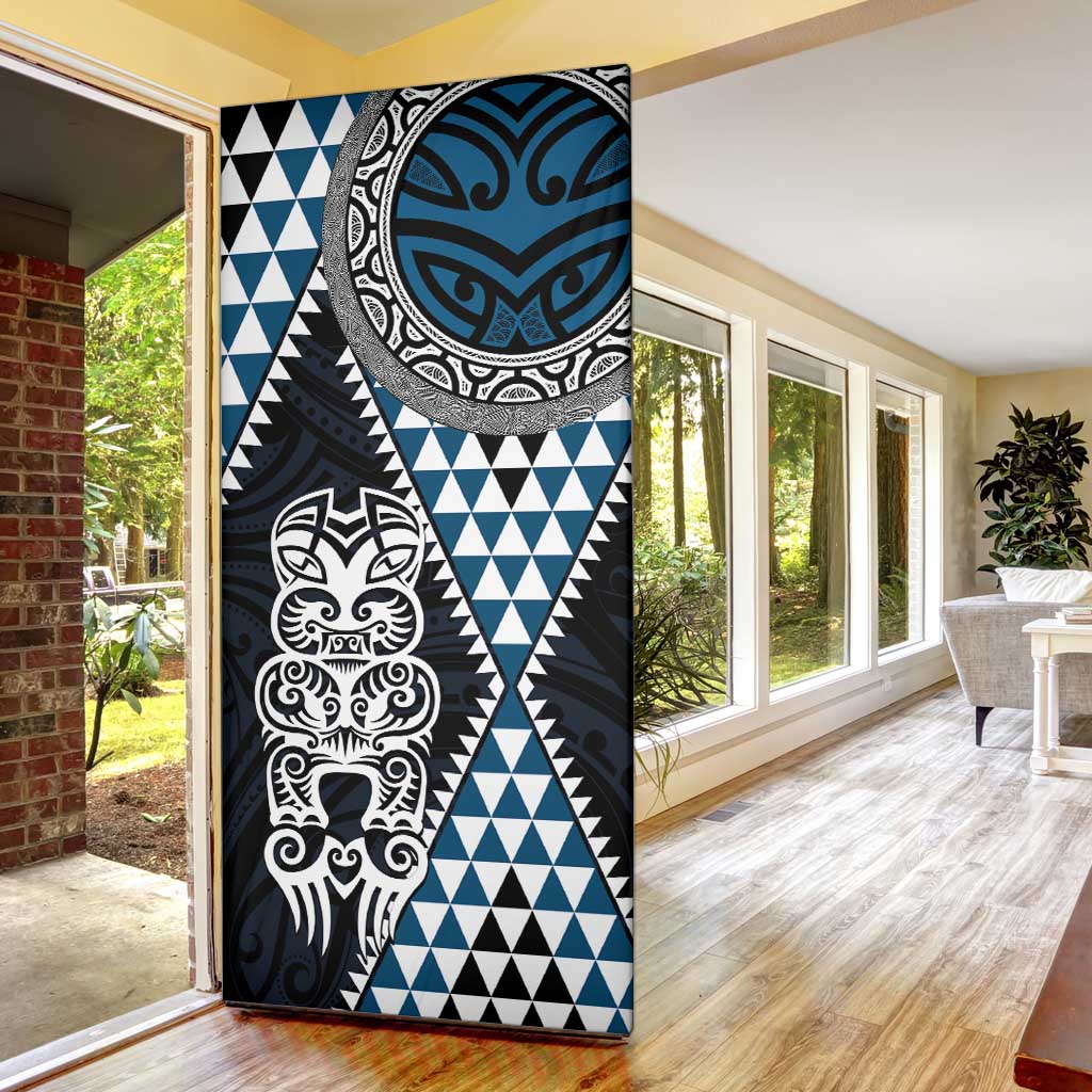 Blue Aotearoa Niho Taniwha Door Cover Maori Mythology Tooth - Taniko Motifs - Aussie Hoodie