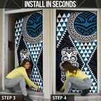 Blue Aotearoa Niho Taniwha Door Cover Maori Mythology Tooth - Taniko Motifs - Aussie Hoodie