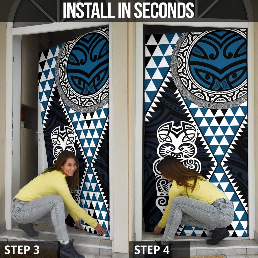Blue Aotearoa Niho Taniwha Door Cover Maori Mythology Tooth - Taniko Motifs - Aussie Hoodie