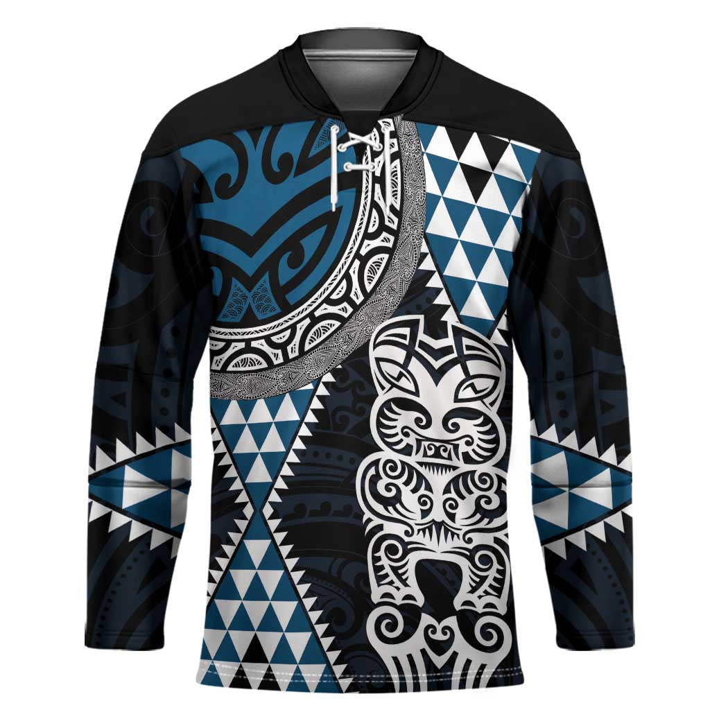 Blue Aotearoa Niho Taniwha Hockey Jersey Maori Mythology Tooth - Taniko Motifs - Aussie Hoodie