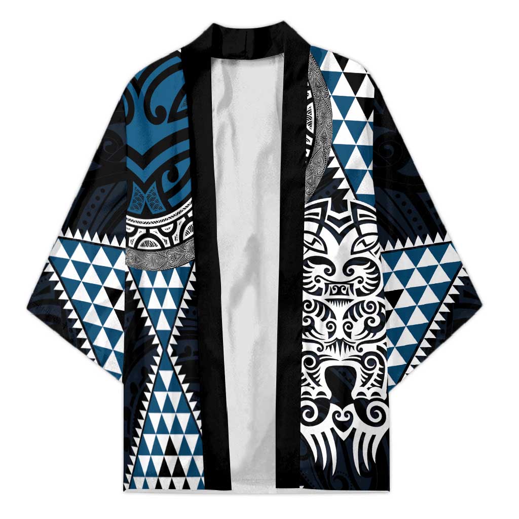 Blue Aotearoa Niho Taniwha Kimono Maori Mythology Tooth - Taniko Motifs - Aussie Hoodie
