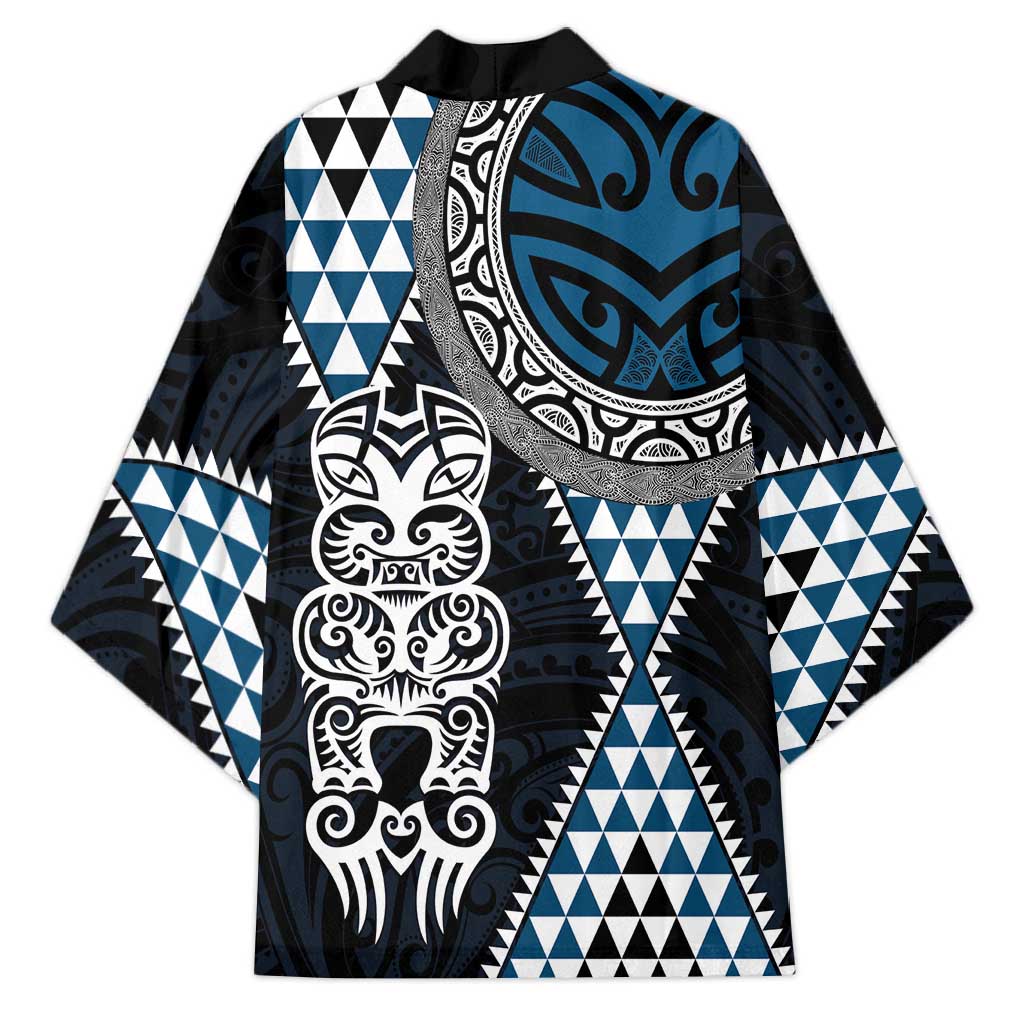 Blue Aotearoa Niho Taniwha Kimono Maori Mythology Tooth - Taniko Motifs - Aussie Hoodie