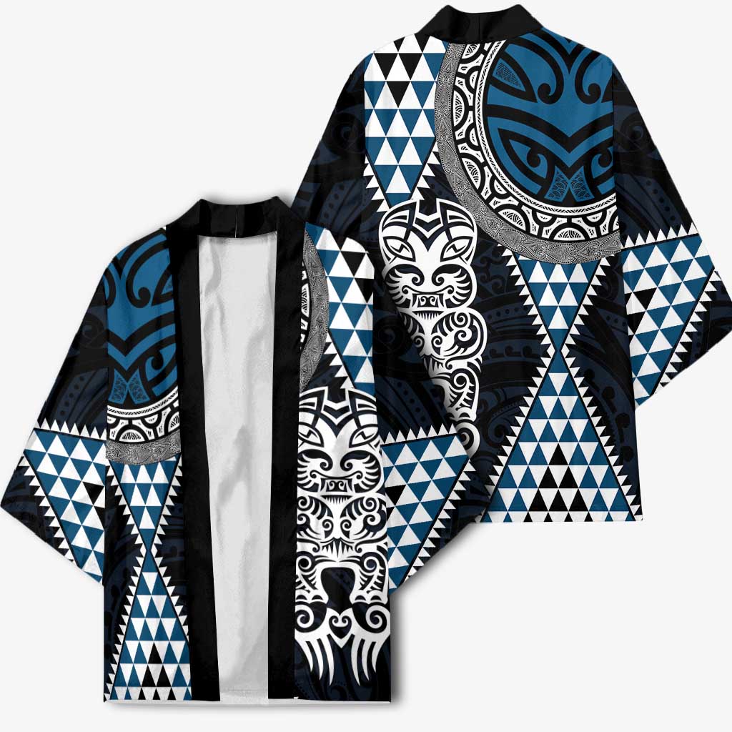 Blue Aotearoa Niho Taniwha Kimono Maori Mythology Tooth - Taniko Motifs - Aussie Hoodie