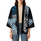 Blue Aotearoa Niho Taniwha Kimono Maori Mythology Tooth - Taniko Motifs - Aussie Hoodie