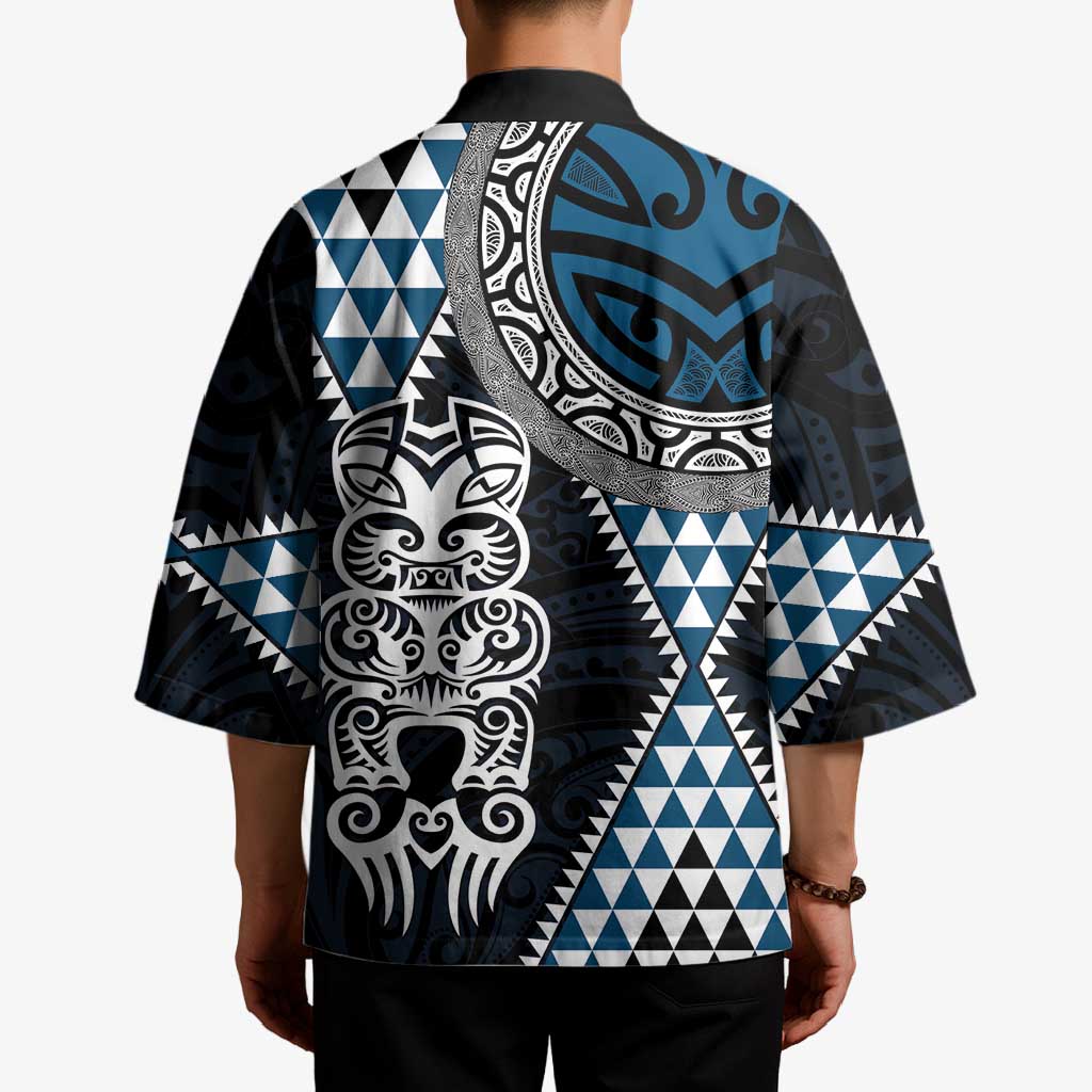 Blue Aotearoa Niho Taniwha Kimono Maori Mythology Tooth - Taniko Motifs - Aussie Hoodie