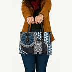 Blue Aotearoa Niho Taniwha Leather Bag Maori Mythology Tooth - Taniko Motifs - Aussie Hoodie