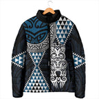 Blue Aotearoa Niho Taniwha Padded Jacket Maori Mythology Tooth - Taniko Motifs - Aussie Hoodie