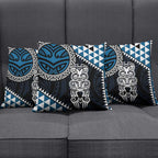 Blue Aotearoa Niho Taniwha Pillow Cover Maori Mythology Tooth - Taniko Motifs - Aussie Hoodie