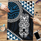 Blue Aotearoa Niho Taniwha Puzzle Maori Mythology Tooth - Taniko Motifs - Aussie Hoodie