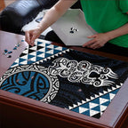 Blue Aotearoa Niho Taniwha Puzzle Maori Mythology Tooth - Taniko Motifs - Aussie Hoodie