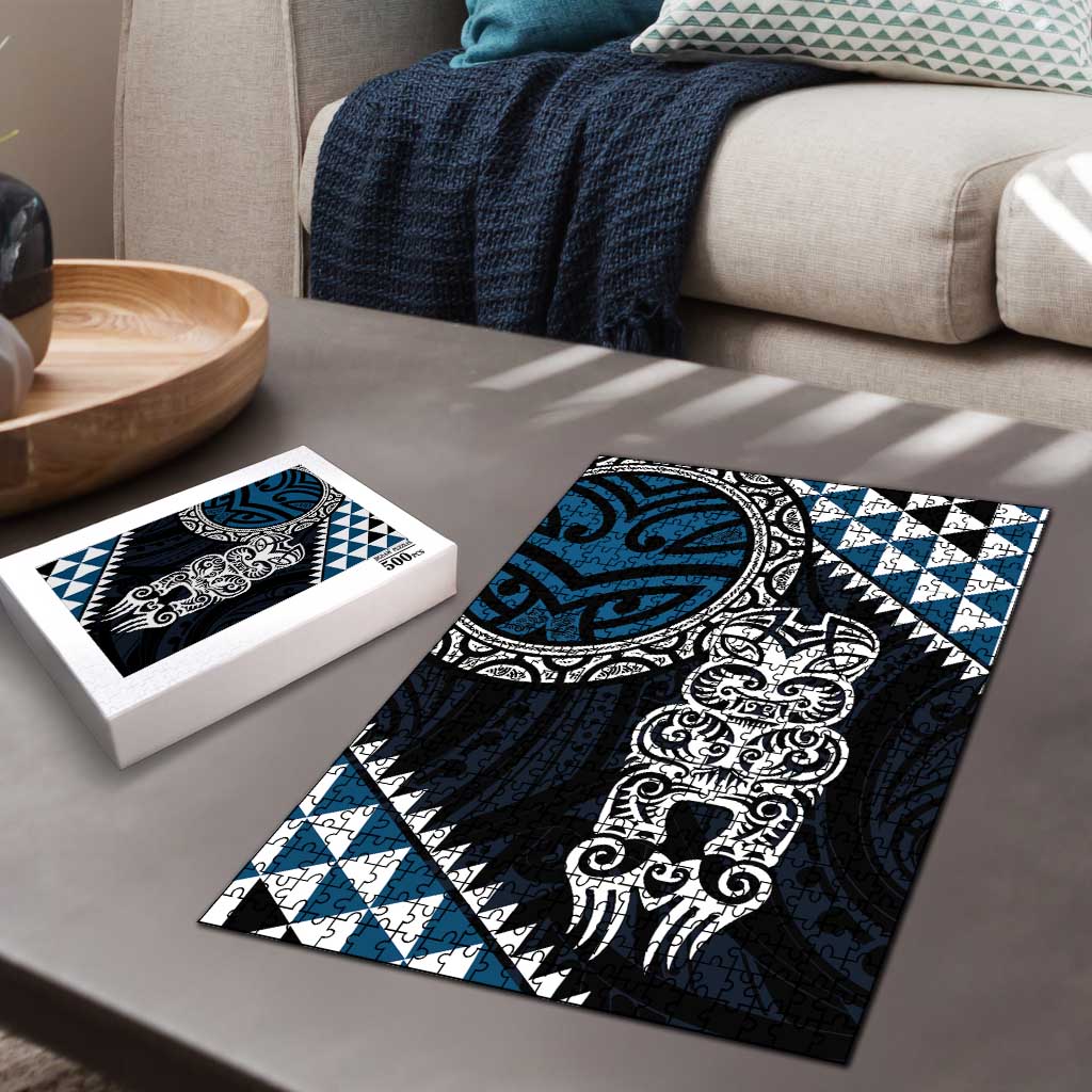 Blue Aotearoa Niho Taniwha Puzzle Maori Mythology Tooth - Taniko Motifs - Aussie Hoodie