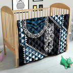 Blue Aotearoa Niho Taniwha Quilt Maori Mythology Tooth - Taniko Motifs