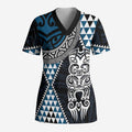 Blue Aotearoa Niho Taniwha Scrub Top Maori Mythology Tooth - Taniko Motifs - Aussie Hoodie