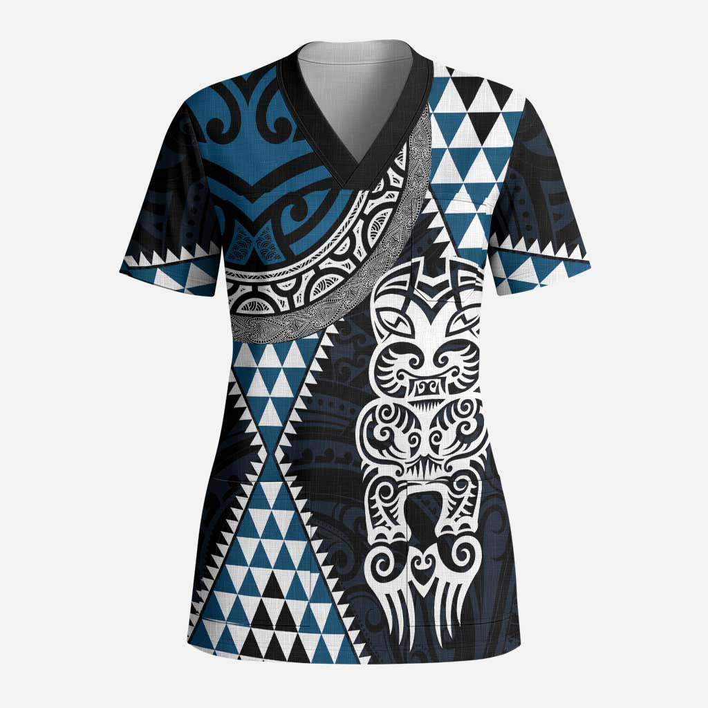 Blue Aotearoa Niho Taniwha Scrub Top Maori Mythology Tooth - Taniko Motifs - Aussie Hoodie
