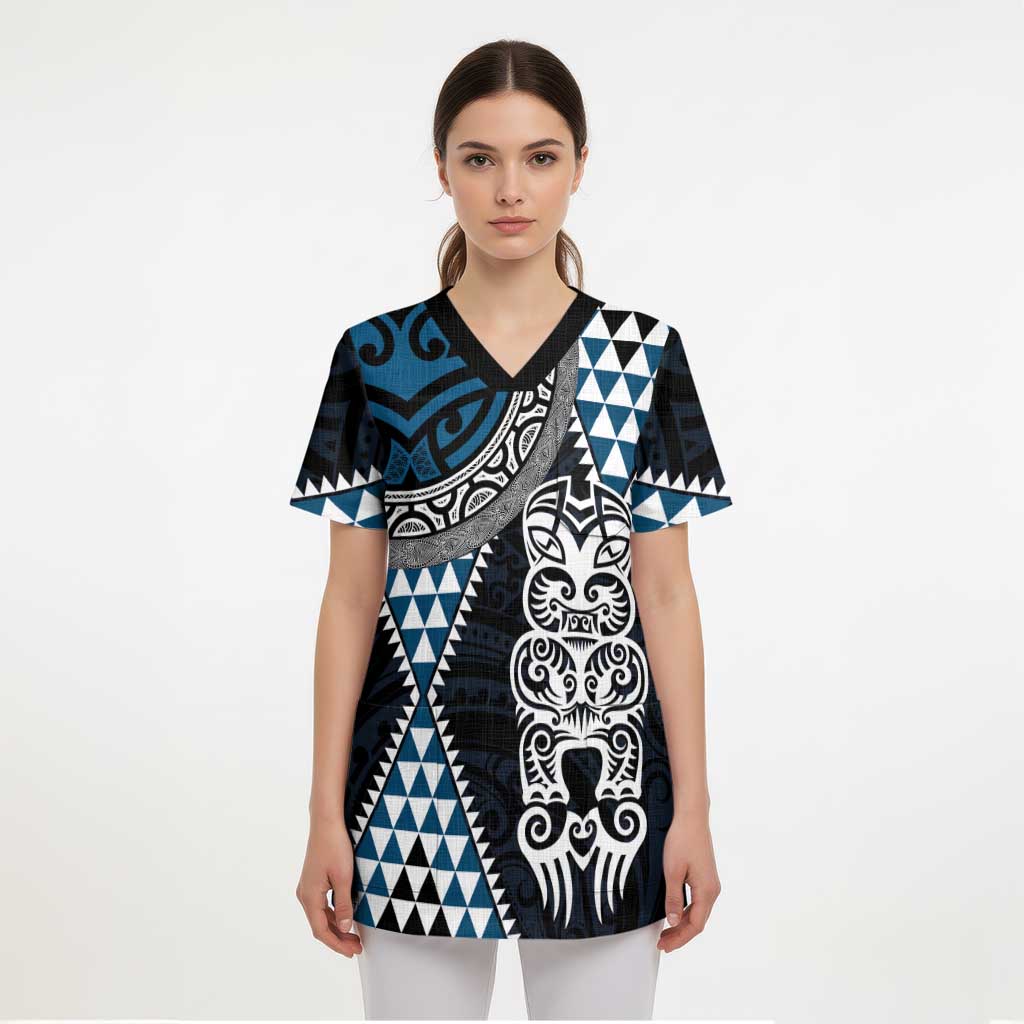 Blue Aotearoa Niho Taniwha Scrub Top Maori Mythology Tooth - Taniko Motifs - Aussie Hoodie
