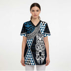 Blue Aotearoa Niho Taniwha Scrub Top Maori Mythology Tooth - Taniko Motifs - Aussie Hoodie