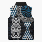 Blue Aotearoa Niho Taniwha Sleeveless Puffer Jacket Maori Mythology Tooth - Taniko Motifs - Aussie Hoodie
