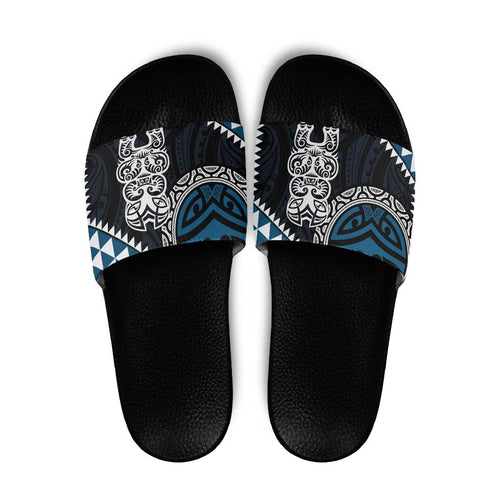 Blue Aotearoa Niho Taniwha Slide Sandals Maori Mythology Tooth - Taniko Motifs - Aussie Hoodie