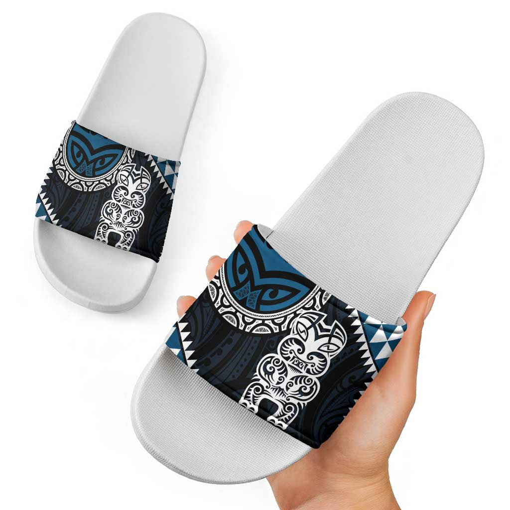 Blue Aotearoa Niho Taniwha Slide Sandals Maori Mythology Tooth - Taniko Motifs - Aussie Hoodie
