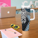 Blue Aotearoa Niho Taniwha Tumbler With Handle Maori Mythology Tooth - Taniko Motifs